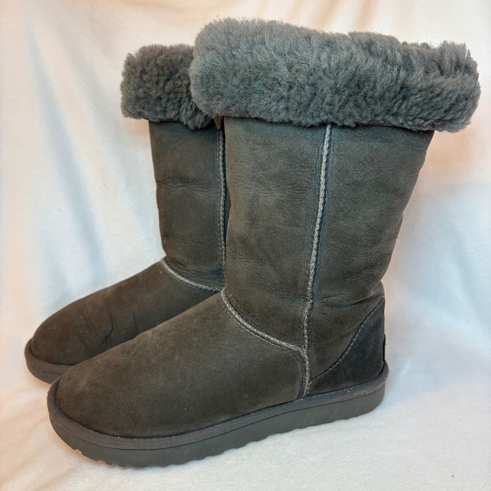 UGG Classic Tall II Grey Suede Sheepskin Boots 1016224 Womens 7